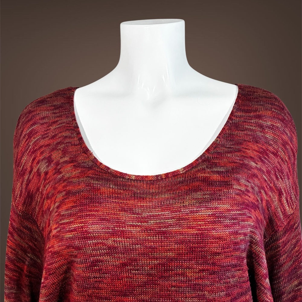 Women's Lucky Brand Sparrow Space Dye Sweater, Red, Size Large. - Picture 2 of 8